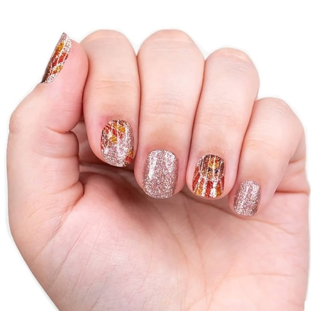 *Retired* Color Street: Talk Turkey | Thanksgiving Gold Metallic Feather Sparkle - Picture 9 of 11